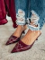 Imagem do Lari - Mule Feminino Bico Fino Salto Baixo Vermelho Marsala