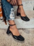 Adri - Scarpin Feminino Verniz Bico Redondo Salto Grosso Preto