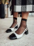 Cris - Slingback Feminino Verniz Bico Redondo Salto Grosso Preto/Off-White - Not-Me Shoes - Fábrica Própria de Calçados Femininos