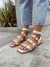 Lia - Sandália Rasteira Feminina Tachas Aplicações Off White