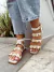 Lia - Sandália Rasteira Feminina Tachas Aplicações Off White