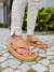 Chinelo de Dedo Feminino Nude Palha Flatform Tiras Largas Not-me Shoes
