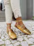 Mule Dourado Slingback Bico Quadrado com Fivela e Bridão Not-me Shoes