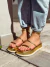 Sandália Papete Dourada Plataforma Flatform Tiras Finas Fechamento Fivela Not-me Shoes