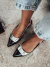 Gigi - Mule Slingback Feminino Bico Fino Preto/Prata