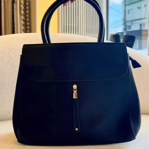 Liara - Bolsa feminina estruturada Alça Dupla Zíper Preto - comprar online