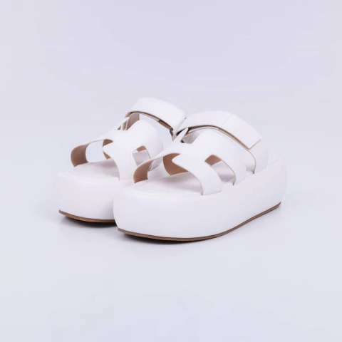 Luma - Flatform Feminino Com Velcro Branco