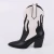 Luna - Bota Feminina Bico Fino Salto Grosso Cano Baixo Preto/Off-white na internet