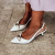 Milano - Scarpin Feminino Bico Fino Aplicação Slingback Branco - comprar online