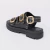 Mirela - Sandália Feminina Tratorada Aplicação Fivela Preto - Not-Me Shoes - Fábrica Própria de Calçados Femininos