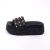 Mônaco - Chinelo Feminino Flatform Com Aplicação Palha Preto - comprar online