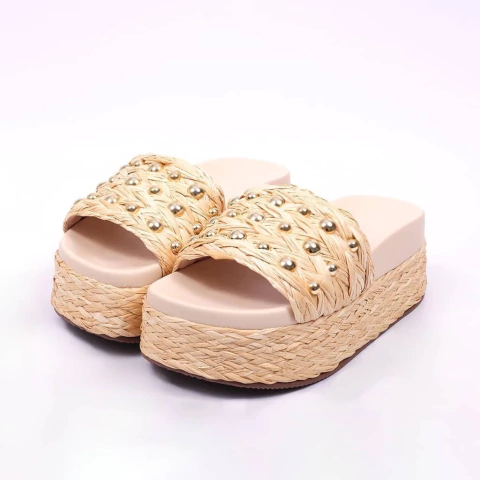 Mônaco - Chinelo Feminino Flatform Com Aplicação Palha - comprar online