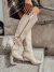 Morgana - Bota Feminina Bico Fino Salto Alto Aplicação Nude - comprar online