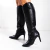 Morgana - Bota Feminina Bico Fino Salto Alto Aplicação Preta