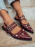 Nanda - Mule Slingback Feminino Bico Fino Aplicações Vermelho Marsala na internet