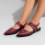 Nanda - Mule Slingback Feminino Bico Fino Aplicações Vermelho Marsala