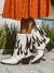 Nina - Bota Feminina Texana Dobrada Bico Fino Salto Grosso Off-white/Preto - loja online