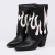 Nina - Bota Feminina Texana Dobrada Bico Fino Salto Grosso Preto/Off-white - comprar online