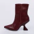 Noa - Bota Feminina Bico Fino Salto Geométrico Vermelho Marsala na internet