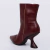 Noa - Bota Feminina Bico Fino Salto Geométrico Vermelho Marsala - Not-Me Shoes - Fábrica Própria de Calçados Femininos