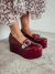 Roberta - Sapato Feminino Plataforma Flatform Verniz Fivela Vermelho Marsala - loja online