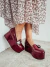 Roberta - Sapato Feminino Plataforma Flatform Verniz Fivela Vermelho Marsala - Not-Me Shoes - Fábrica Própria de Calçados Femininos