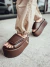 Sofi - Tamanco Flatform Feminino Velcro Marrom - Not-Me Shoes - Fábrica Própria de Calçados Femininos