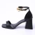 Suíça - Sandália Feminina De Bico Quadrado Aplicação Preto - comprar online