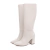 Talita - Bota Feminina Bico Fino Salto Grosso Cano Médio Off White - comprar online