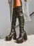 Bota Plataforma Preta Cano Longo Salto Bloco Com Zíper Not-me Shoes