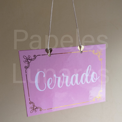 Cartel Abierto/Cerrado - Papeles Lunares