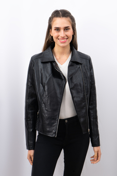 CAMPERA BIKER CRUZADA NEGRO - comprar online