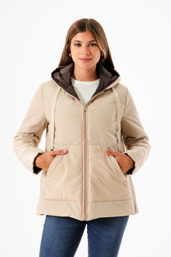 CAMPERA REVERSIBLE CON CAPUCHA Y ABERTURA LATERAL 1284 ( TALLE DEL S AL 4XL)