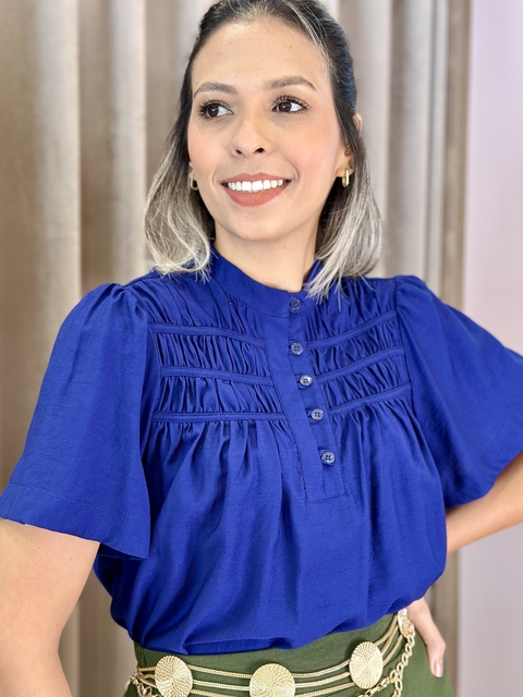 BLUSA ALFAIATARIA AZUL MARINHO - comprar online