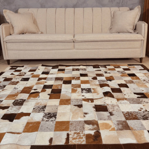 Tapete De Couro Quadriculado Premium Marrom Malhado Placa 10x10 - comprar online