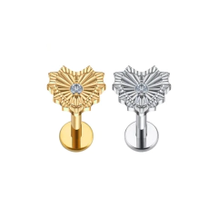 Piercing Labret com Zircônia (Coração Sagrado) - Titânio
