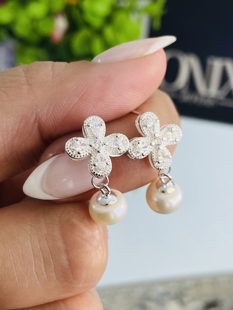 AROS TREBOL DE CUBIC'S Y PERLAS - comprar online