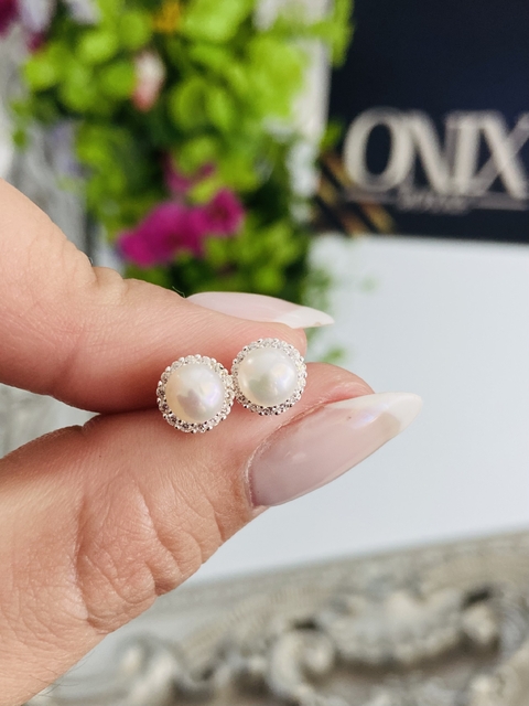 AROS PERLA RODEADA DE CUBIC'S - comprar online