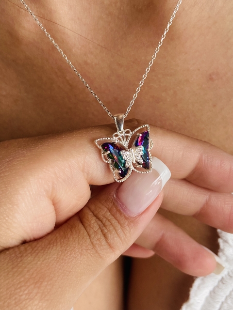 GARGANTILLA MARIPOSA CON CRISTAL SWAROVSKI MULTICOLOR - comprar online