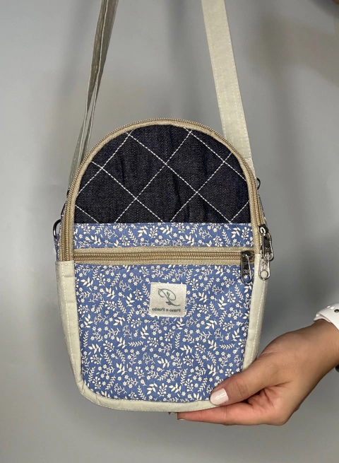 Bolsa Transversal Azul Floral