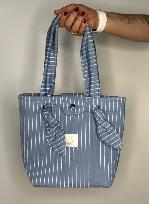 Bolsa Ombro Azul Listra