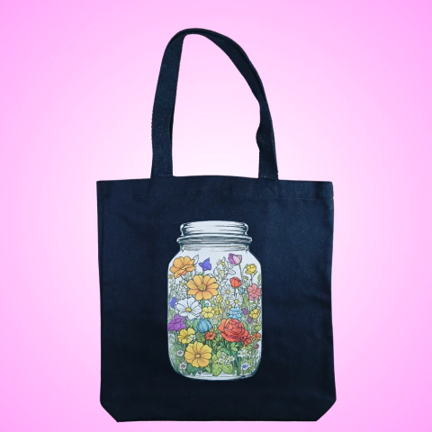 Ecobag Primavera no Pote - Preta - comprar online