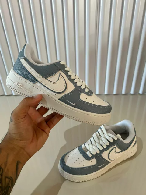 Air Force AF1 - Couro banco e azul