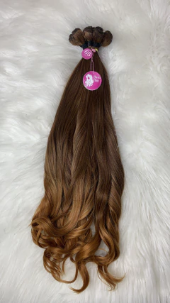 Tela fibra de colágeno castanho ombre mel ondulado 320g (colocação fixa) na internet