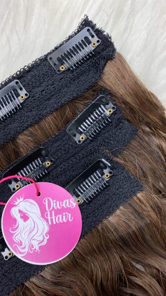 KIT 3 telas cacheado castanho com mechas bio fibra 75CM - Divashairbrasil