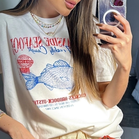 T-SHIRT BRANCA FISH