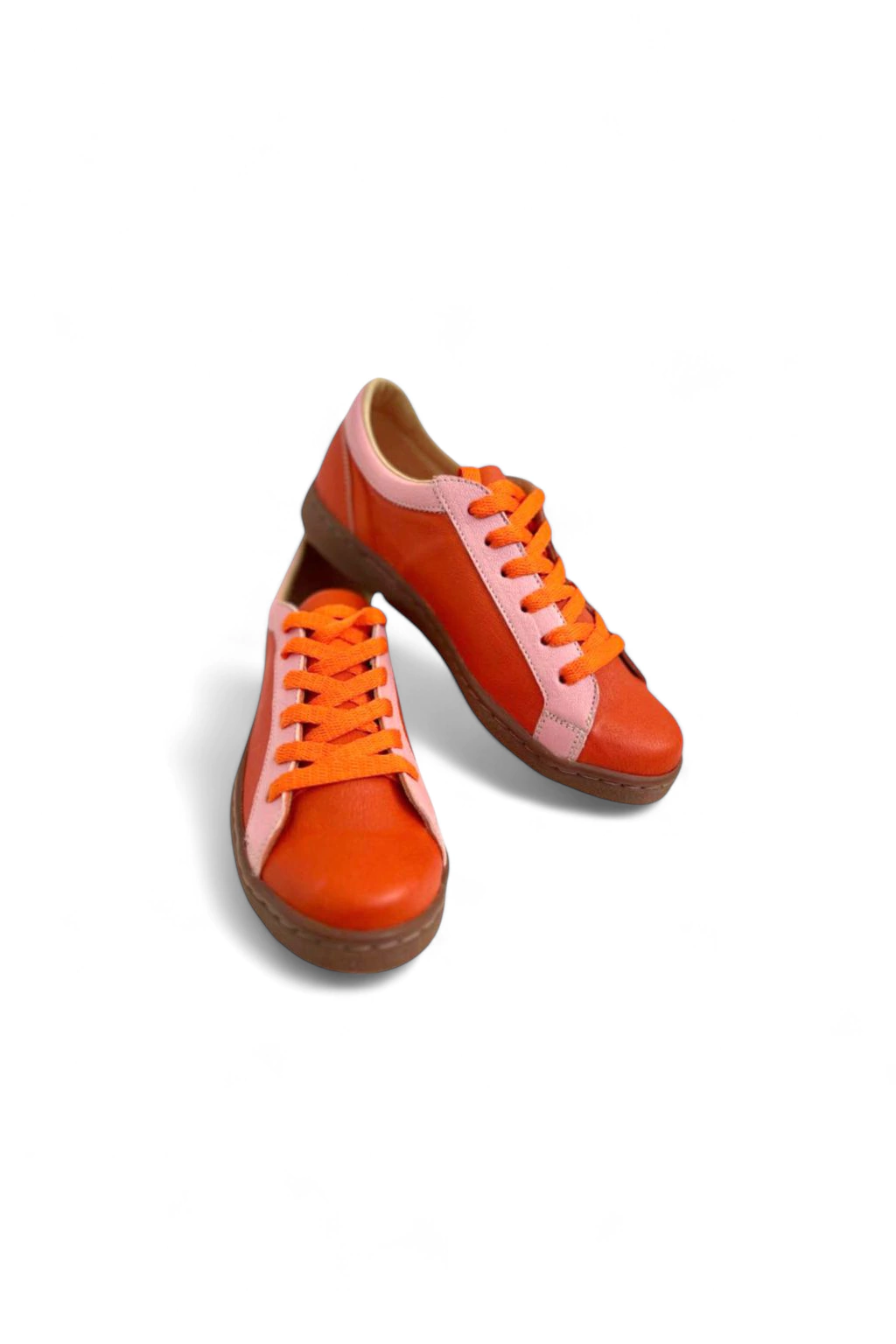 MARCE NARANJA Y ROSA- SUELA MARRÓN