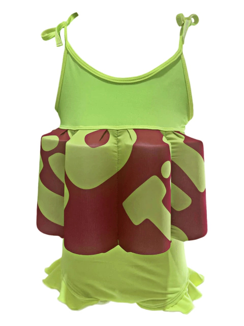 Roupa Flutuante - Bóia Infantil - Titibum Abstrato Neon - Alcinha