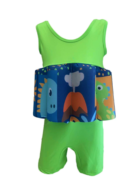 Roupa Flutuante - Bóia Infantil - Dino Fluorescente - Camiseta