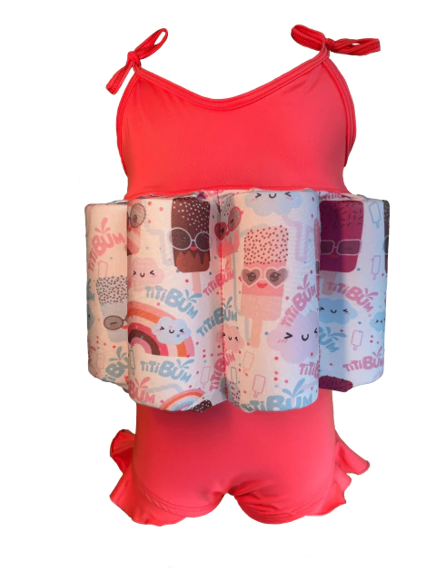 Roupa Flutuante - Bóia Infantil - Picolé Pessego - Alcinha